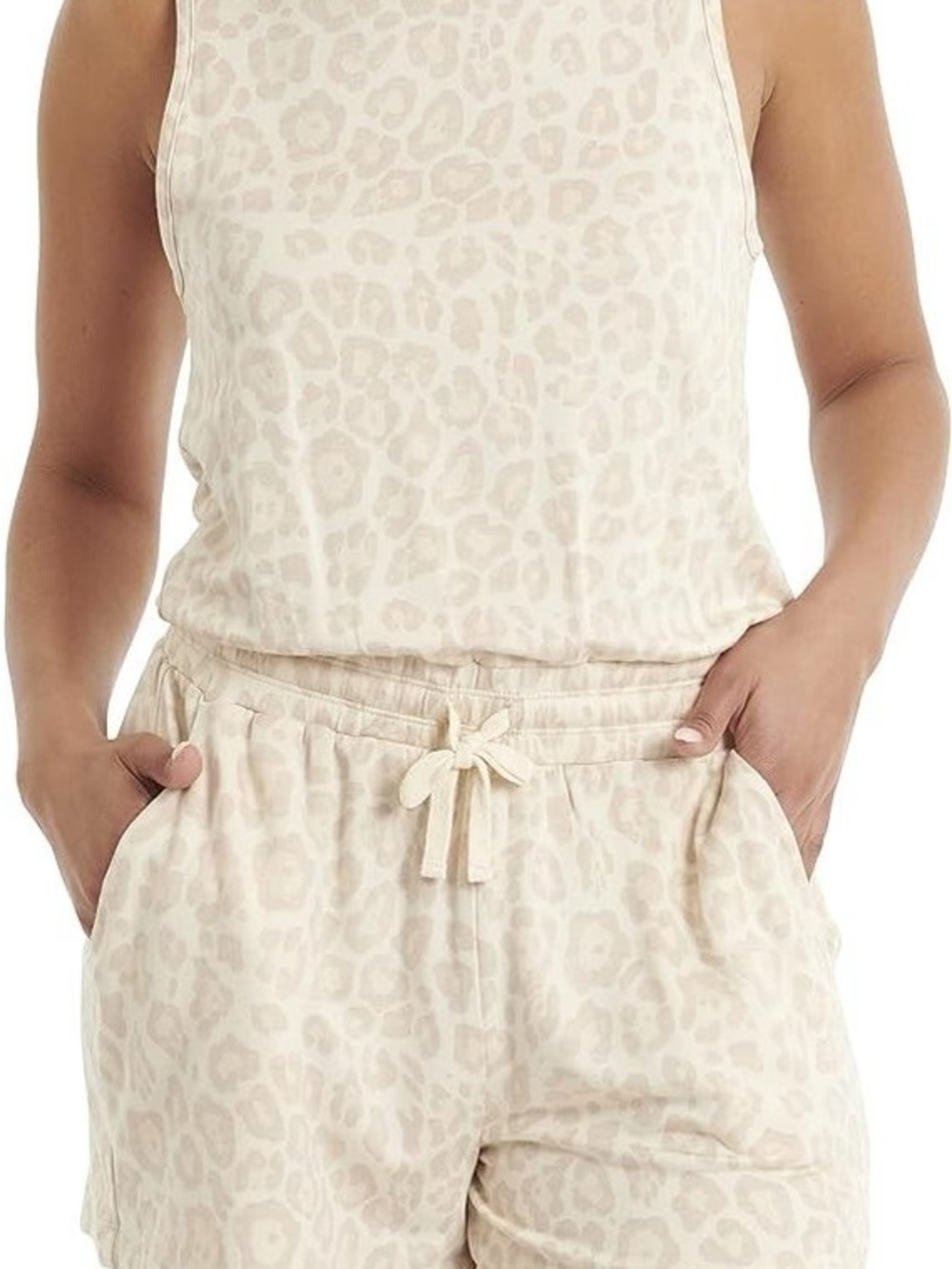 Splendid OLE Animal Print Romper in Beige Size Medium NWT